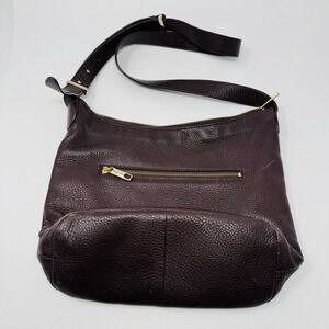 Talbots Leather Shoulder Bag Womens One Size Brown Hobo Purse Zip Classic